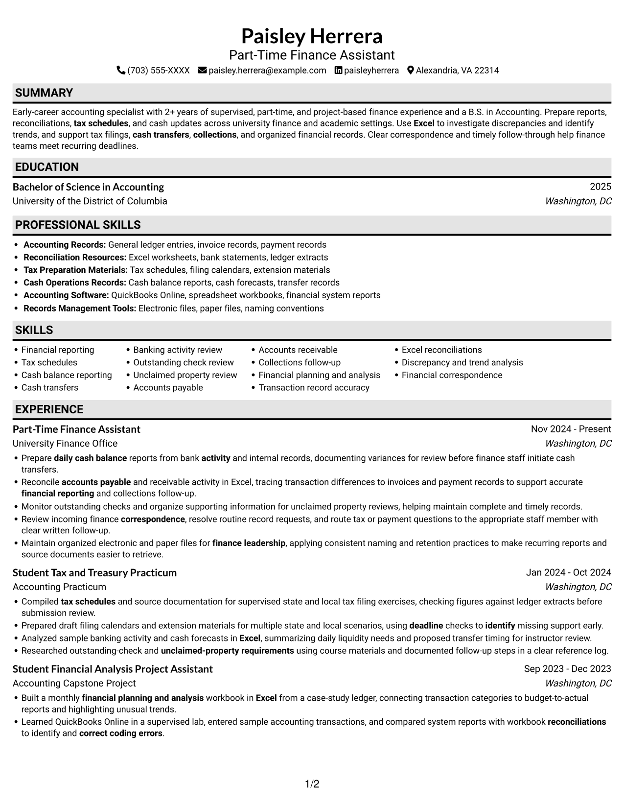 Resume example — page 1