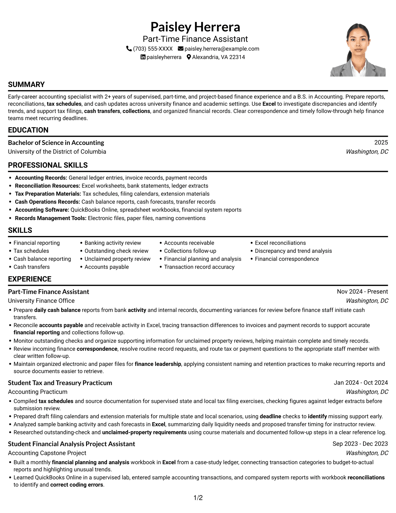 Resume example — page 1