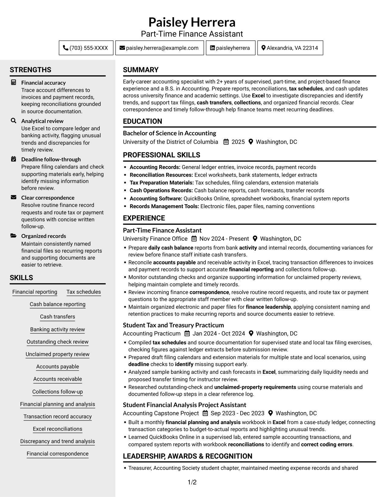 Resume example — page 1