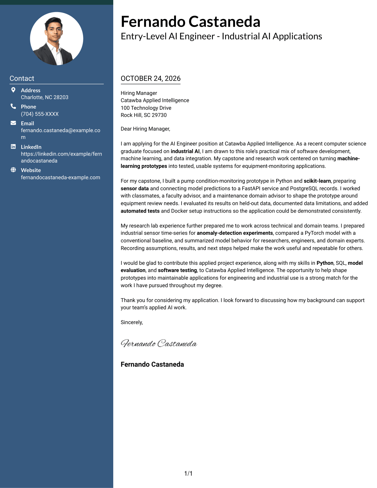 Cover letter example — page 1