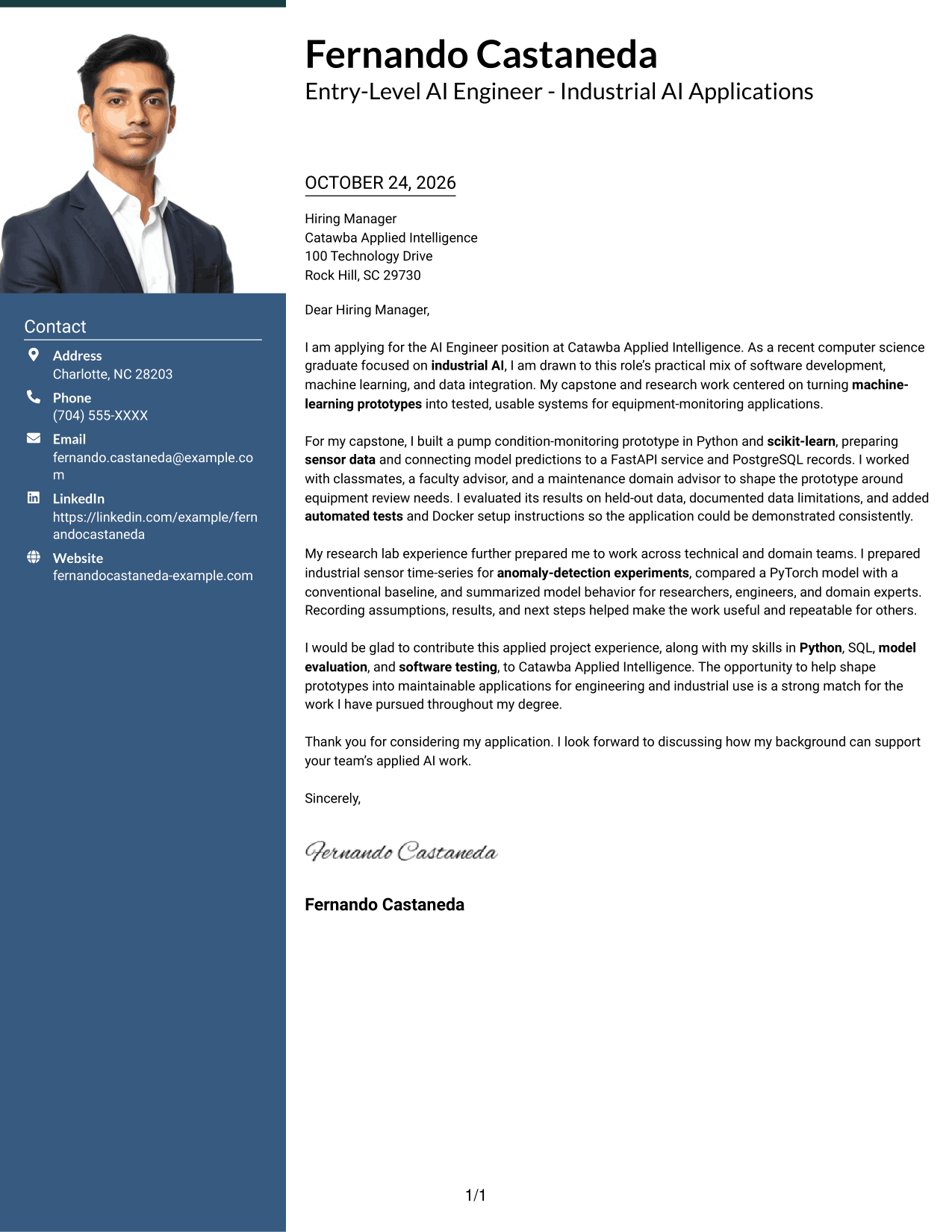 Cover letter example — page 1