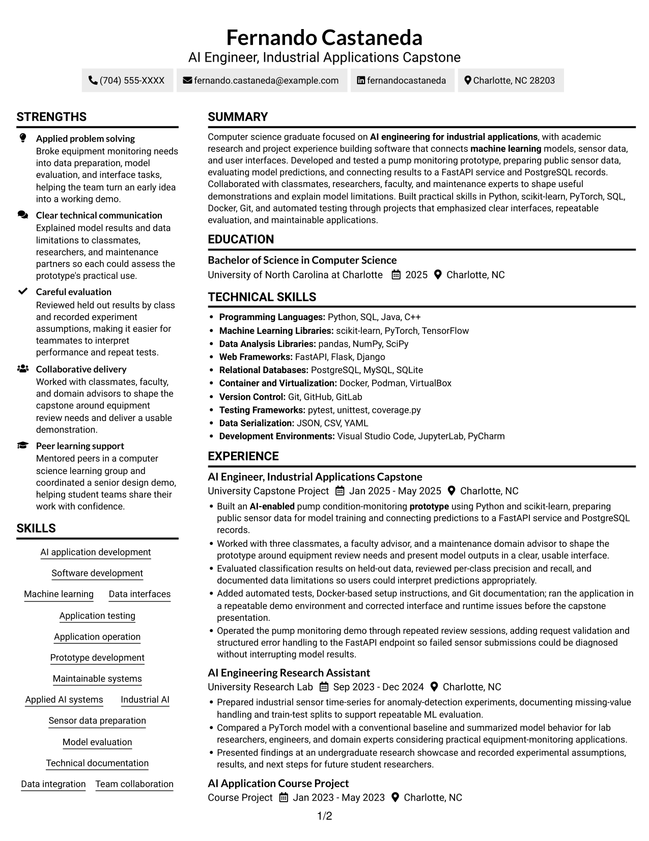 Resume example — page 1