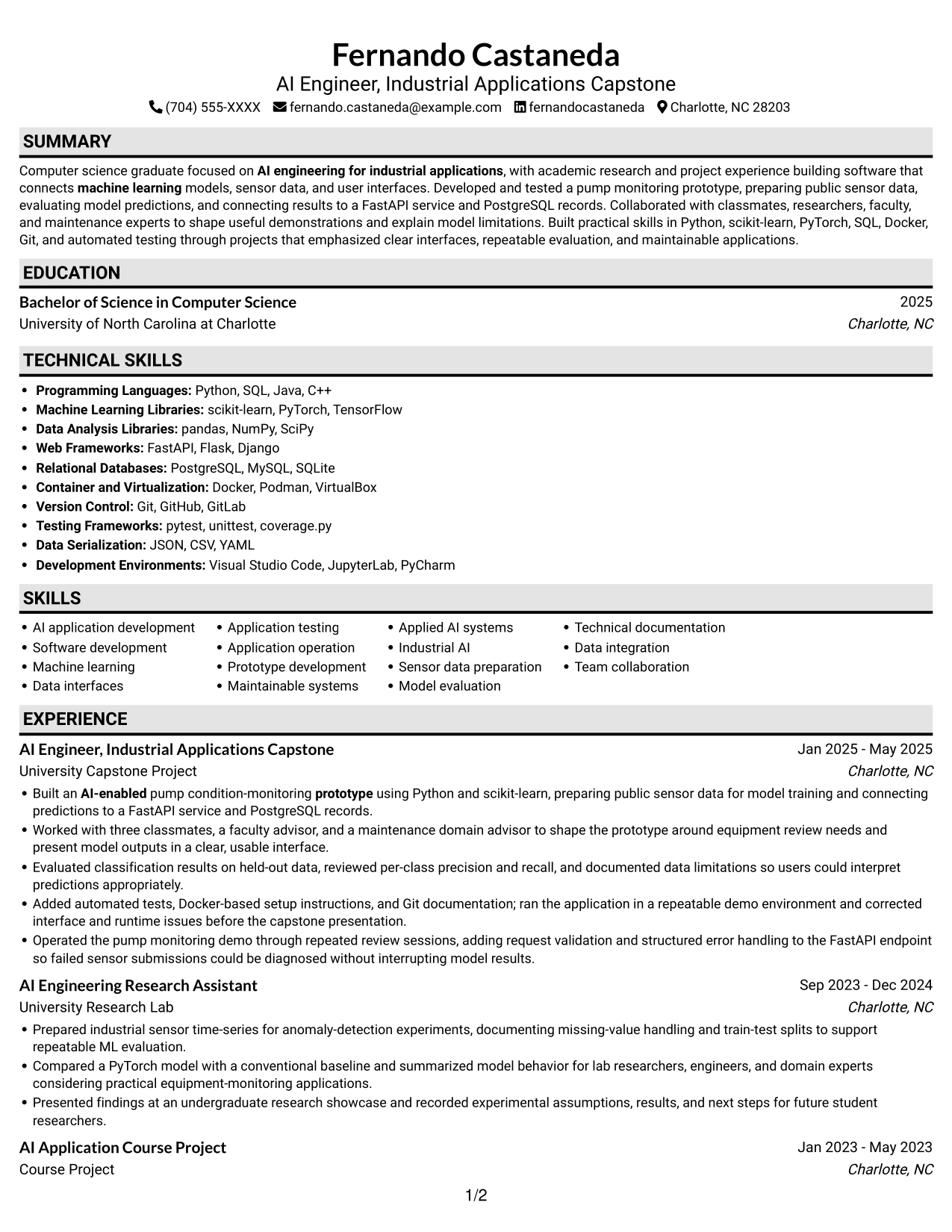 Resume example — page 1
