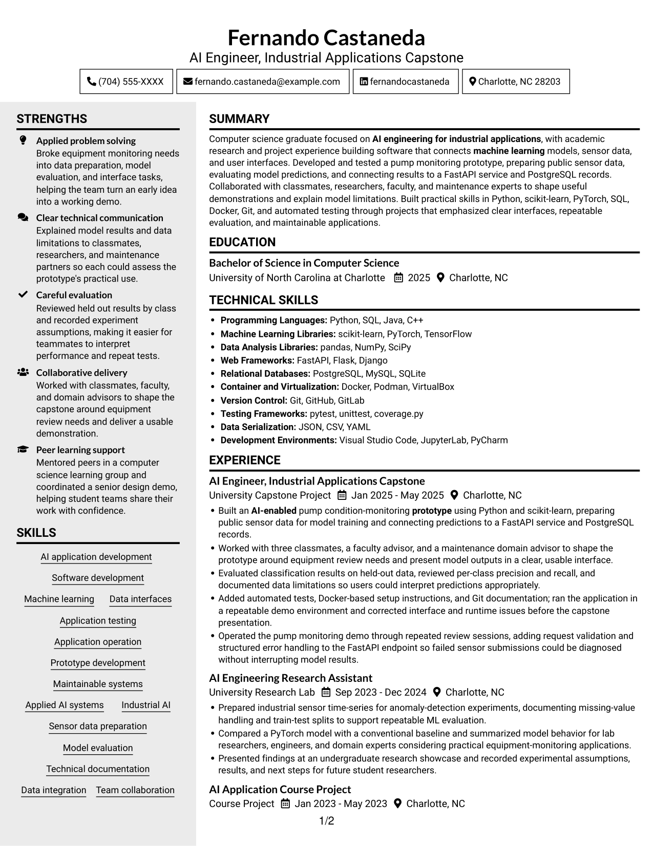 Resume example — page 1