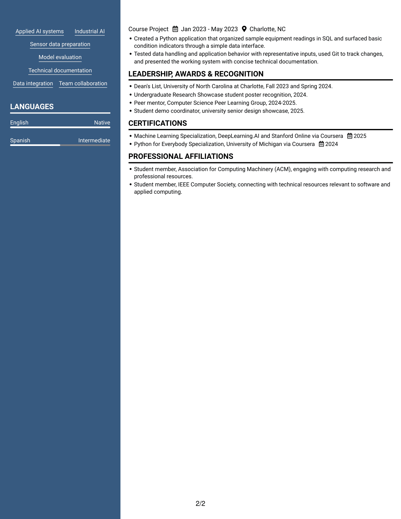 Resume example — page 2