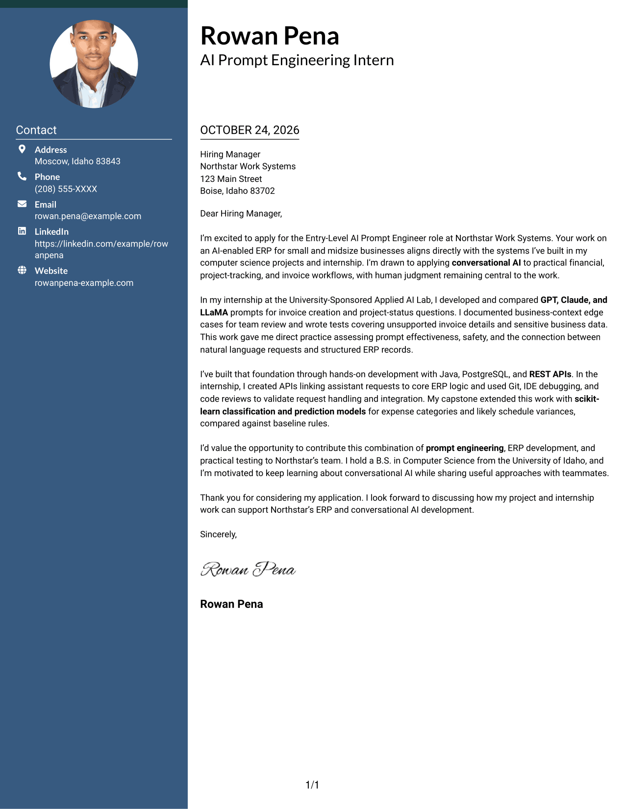 Cover letter example — page 1