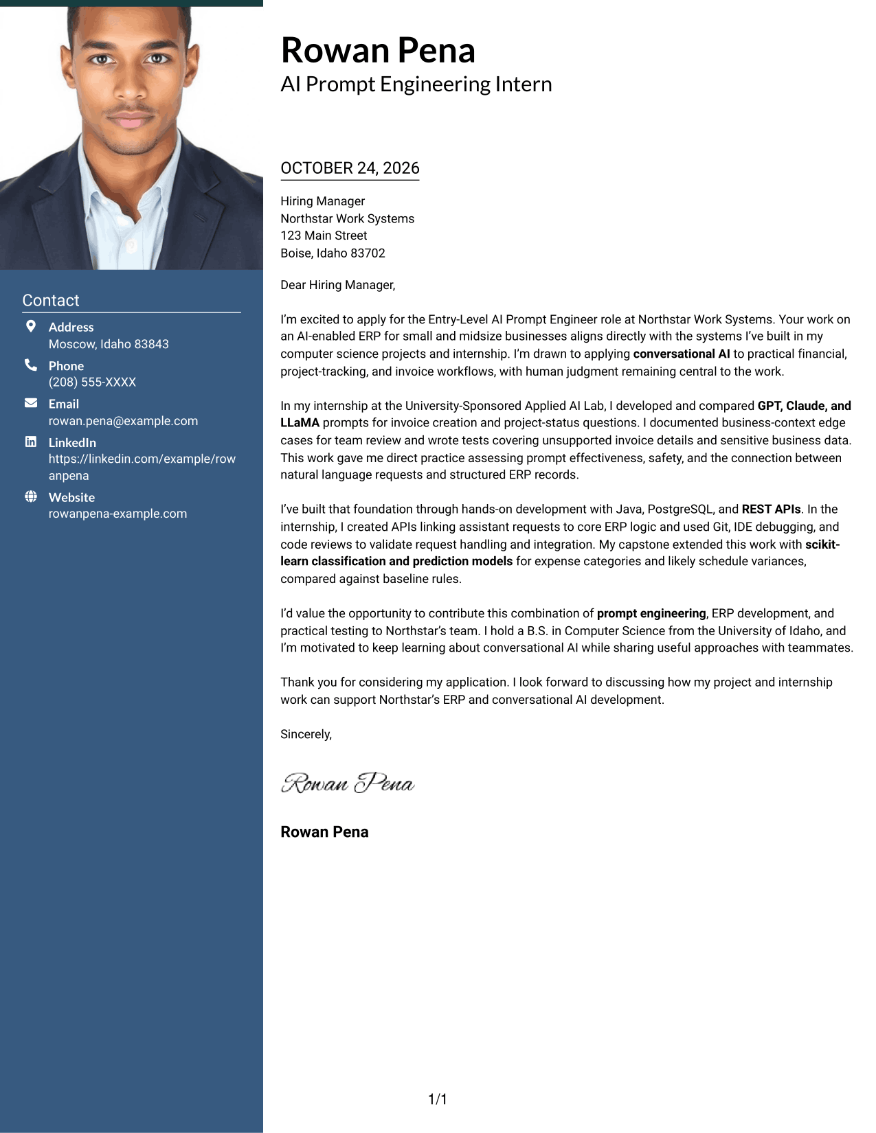 Cover letter example — page 1