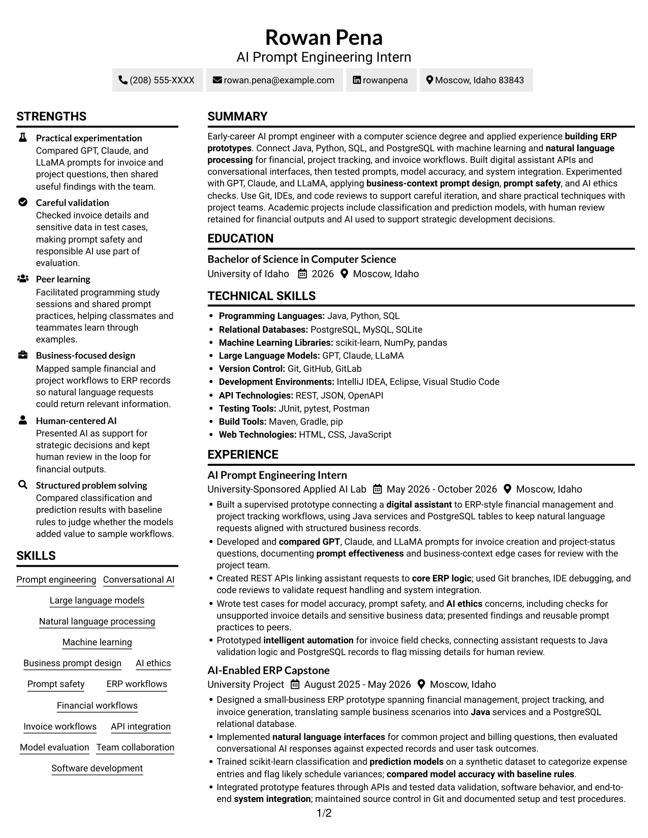 Resume example — page 1