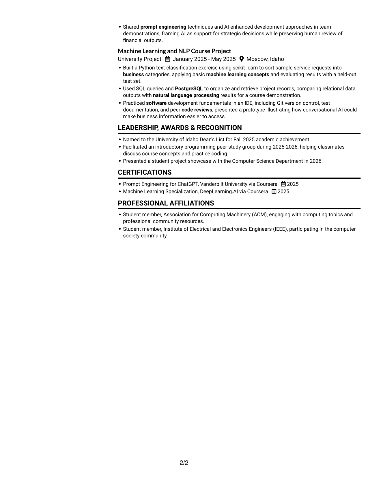 Resume example — page 2