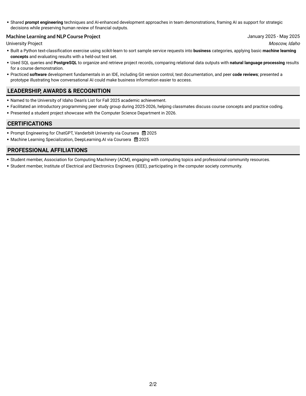 Resume example — page 2