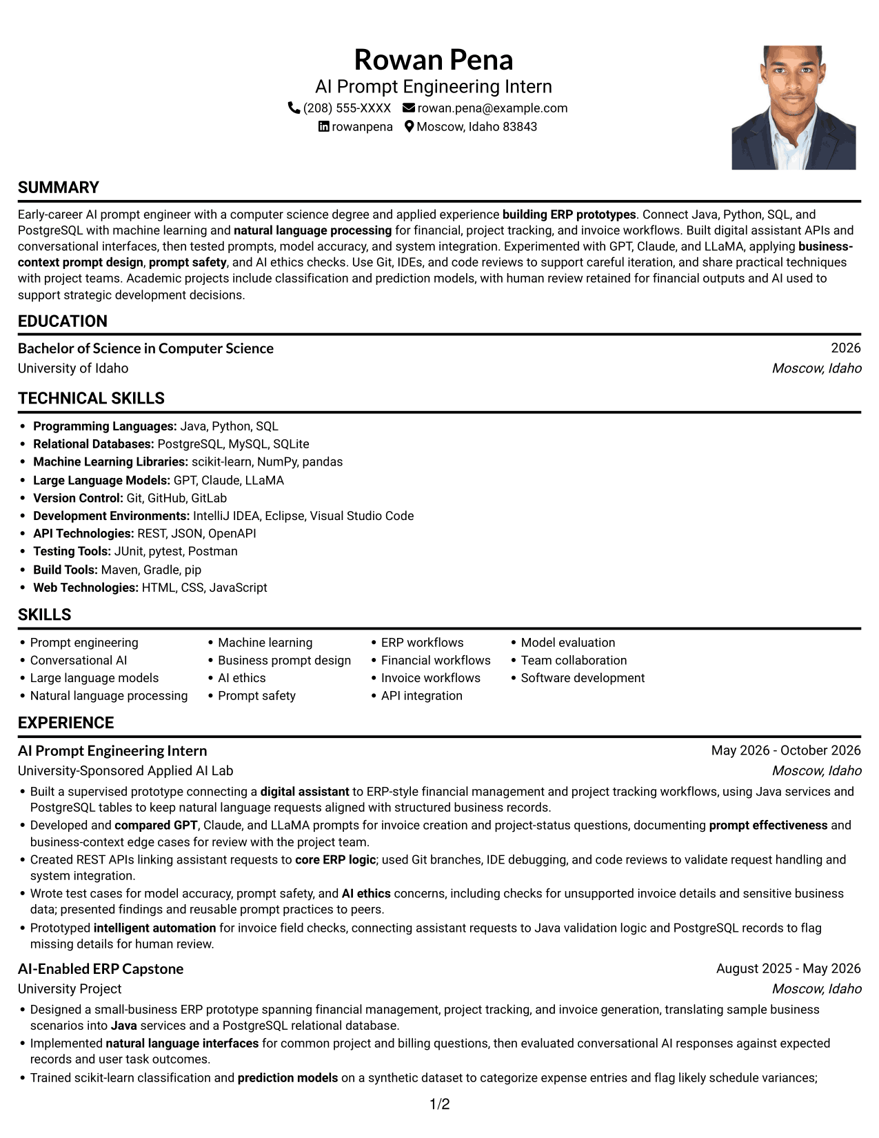 Resume example — page 1