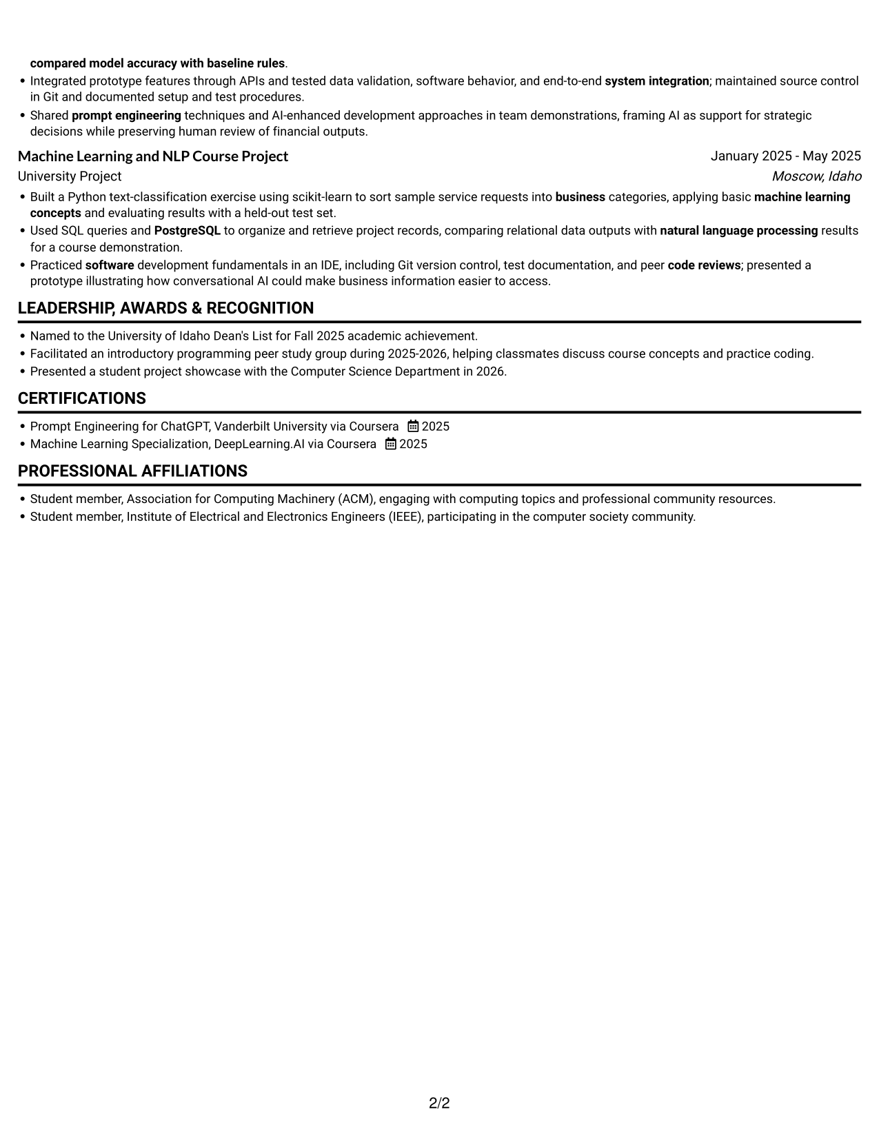 Resume example — page 2