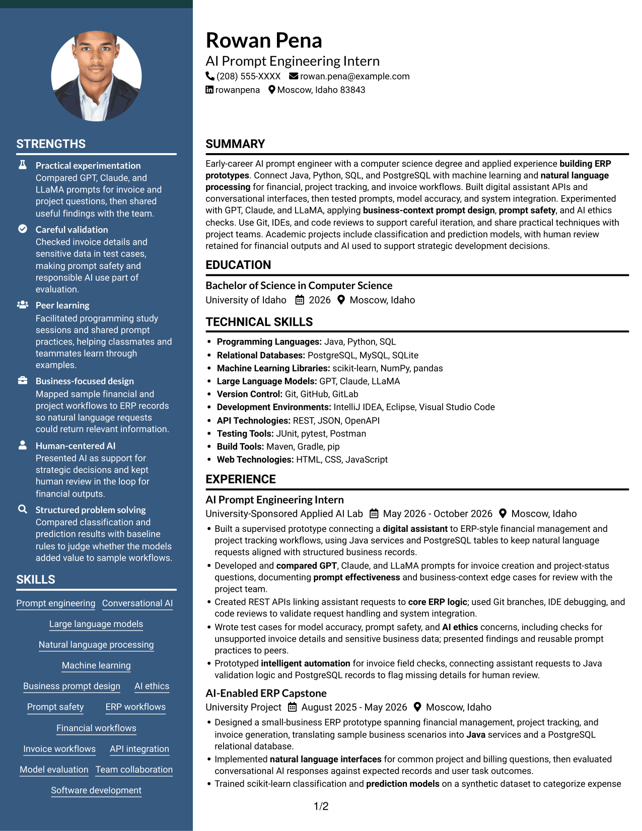 Resume example — page 1