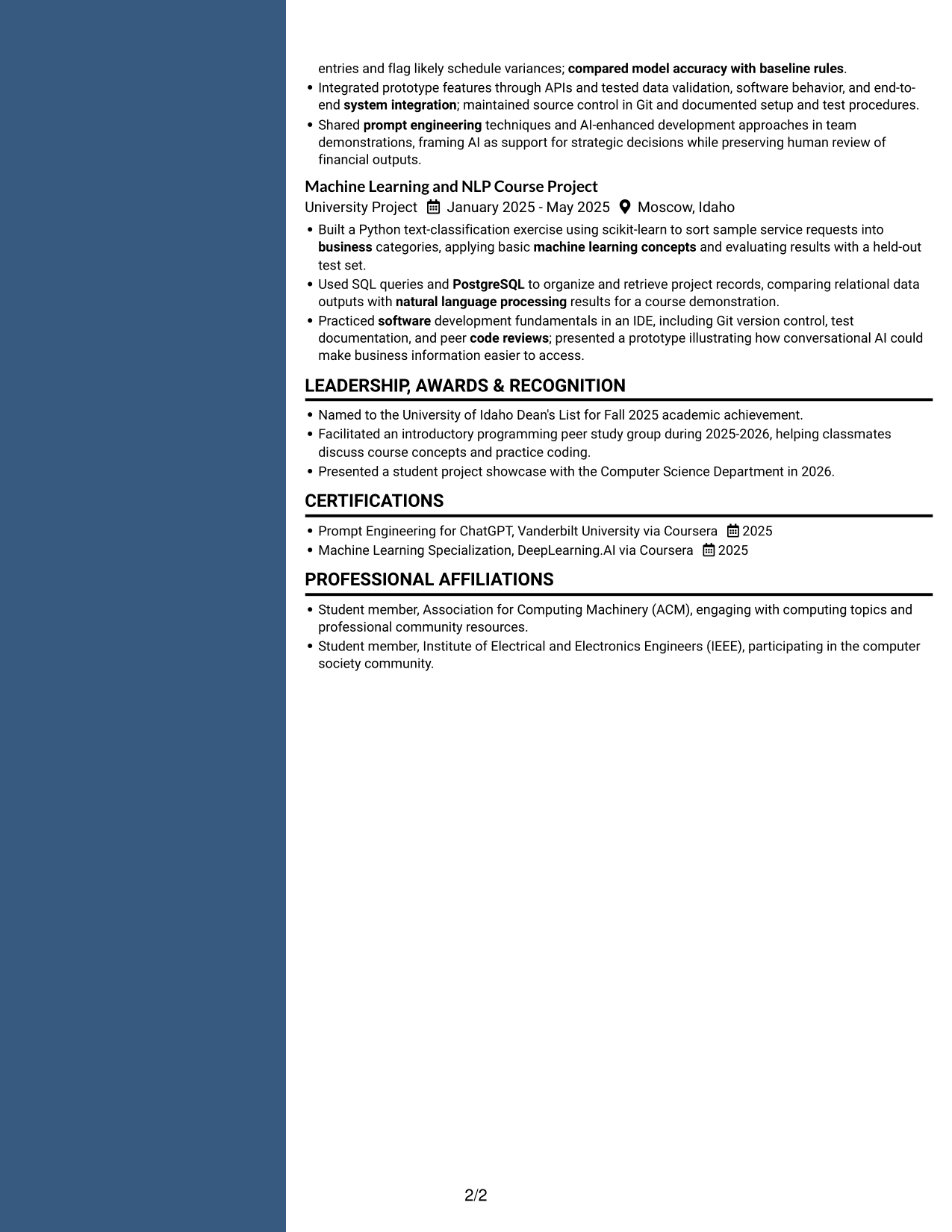 Resume example — page 2