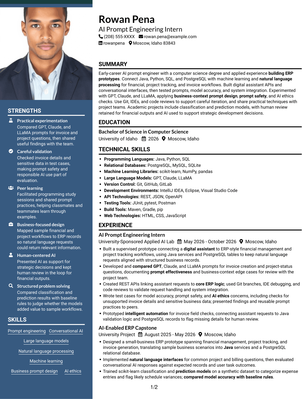 Resume example — page 1