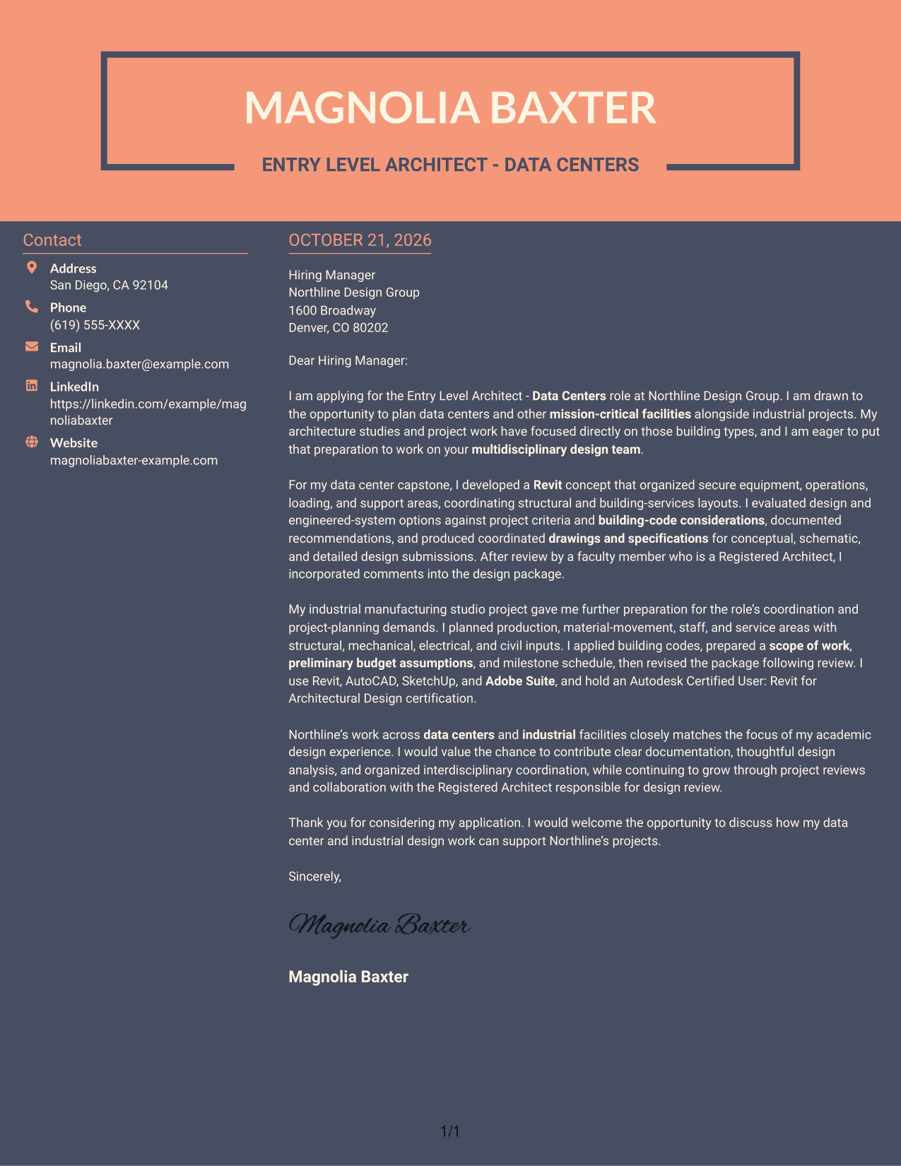 Cover letter example — page 1