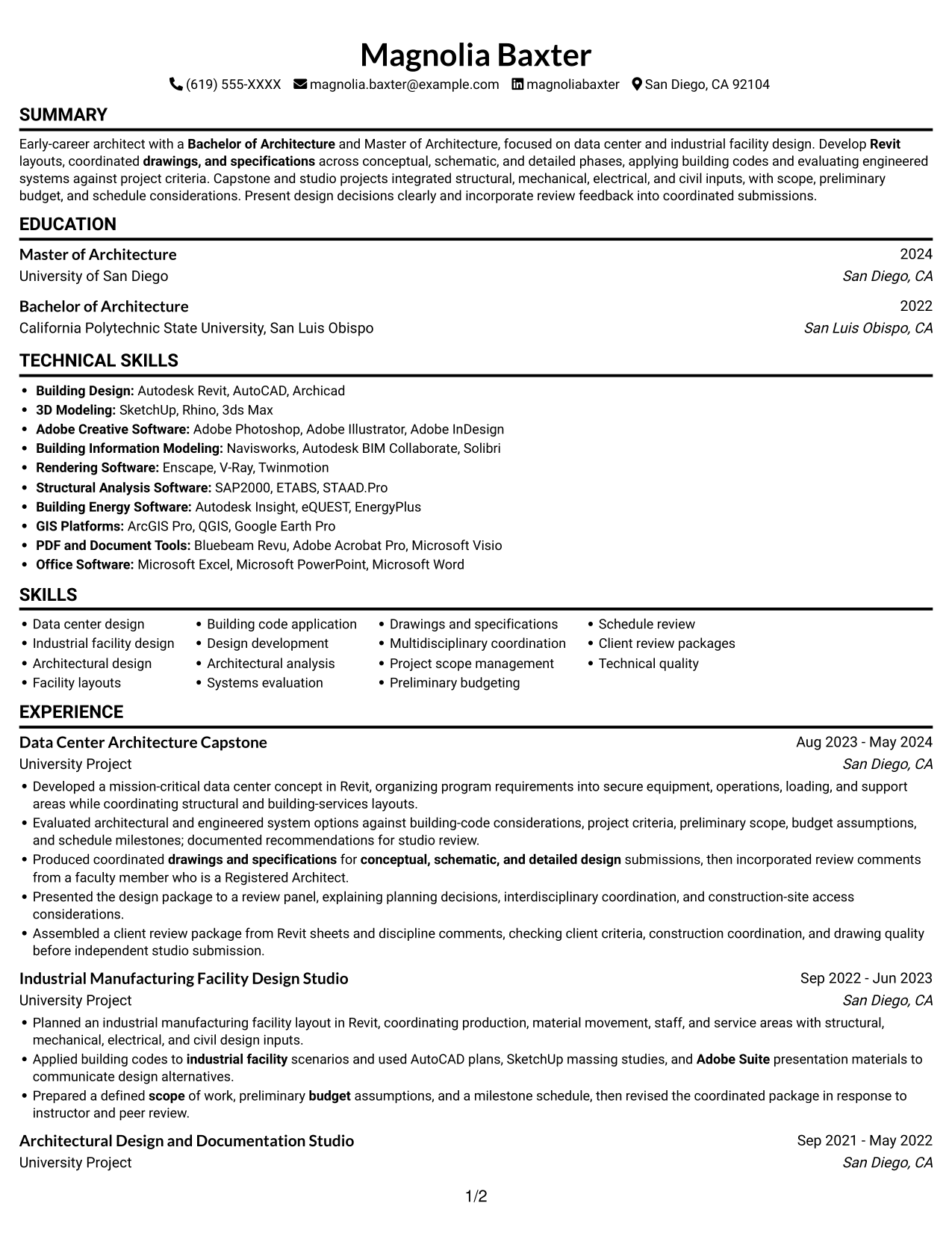 Resume example — page 1