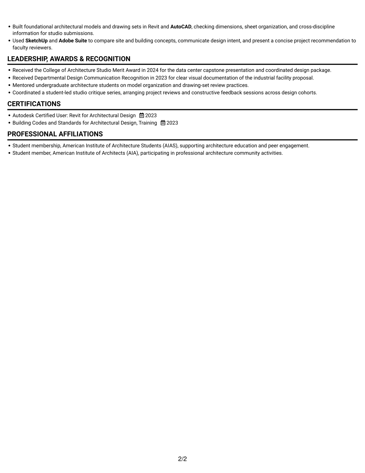 Resume example — page 2
