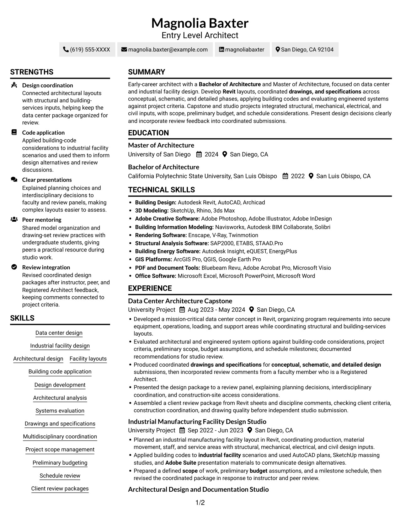 Resume example — page 1