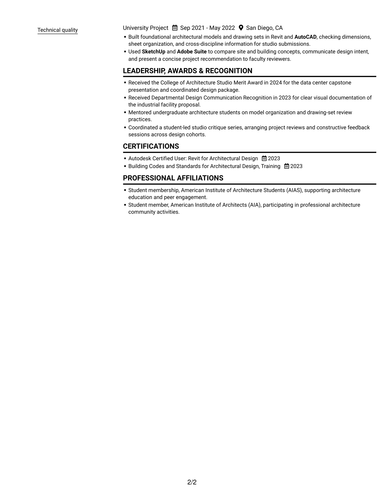 Resume example — page 2