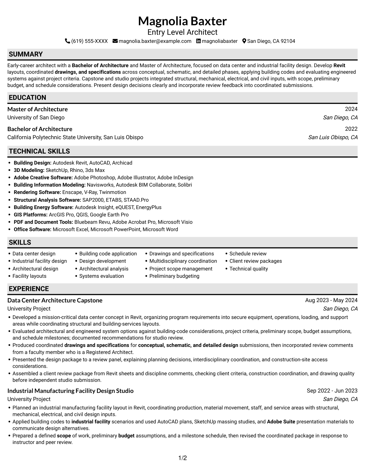 Resume example — page 1