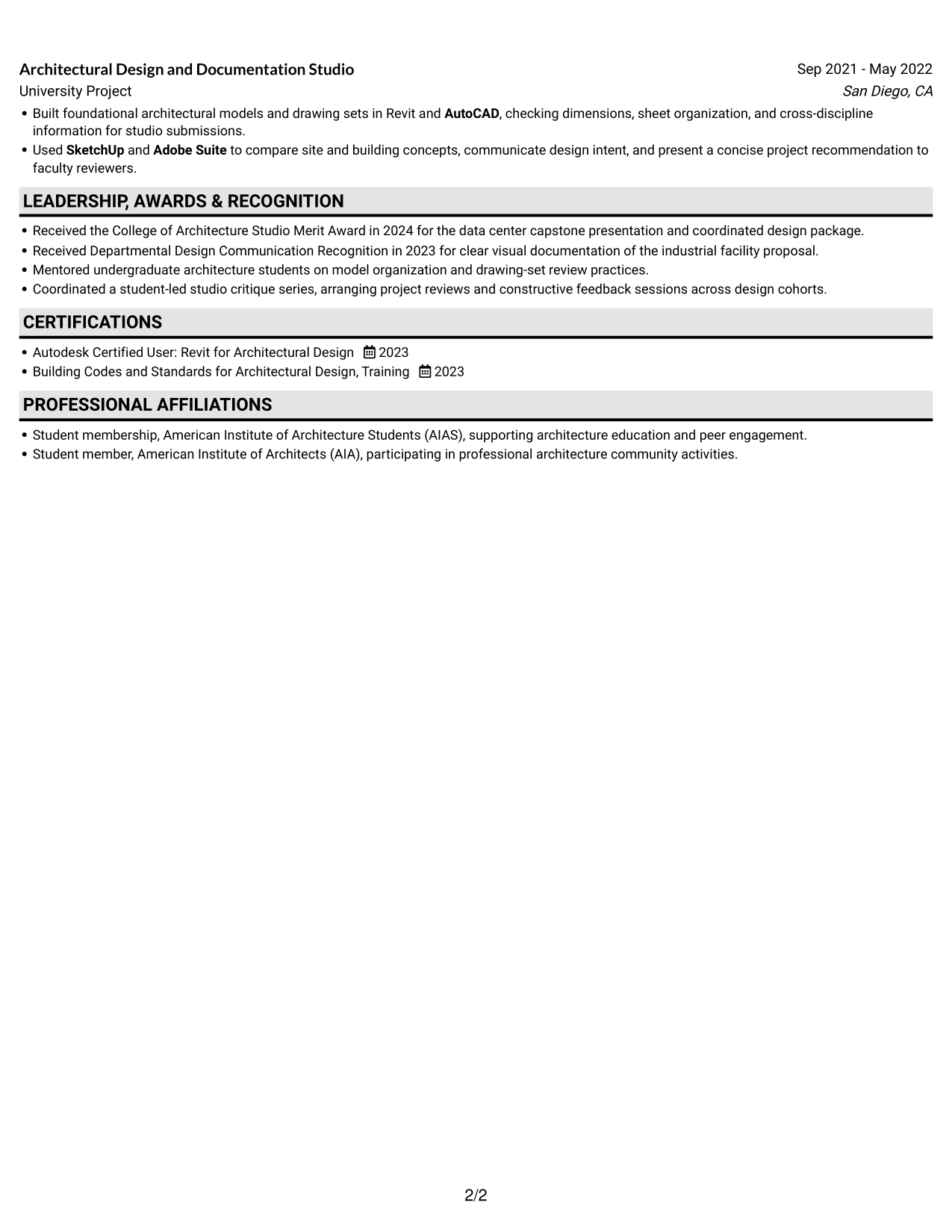 Resume example — page 2