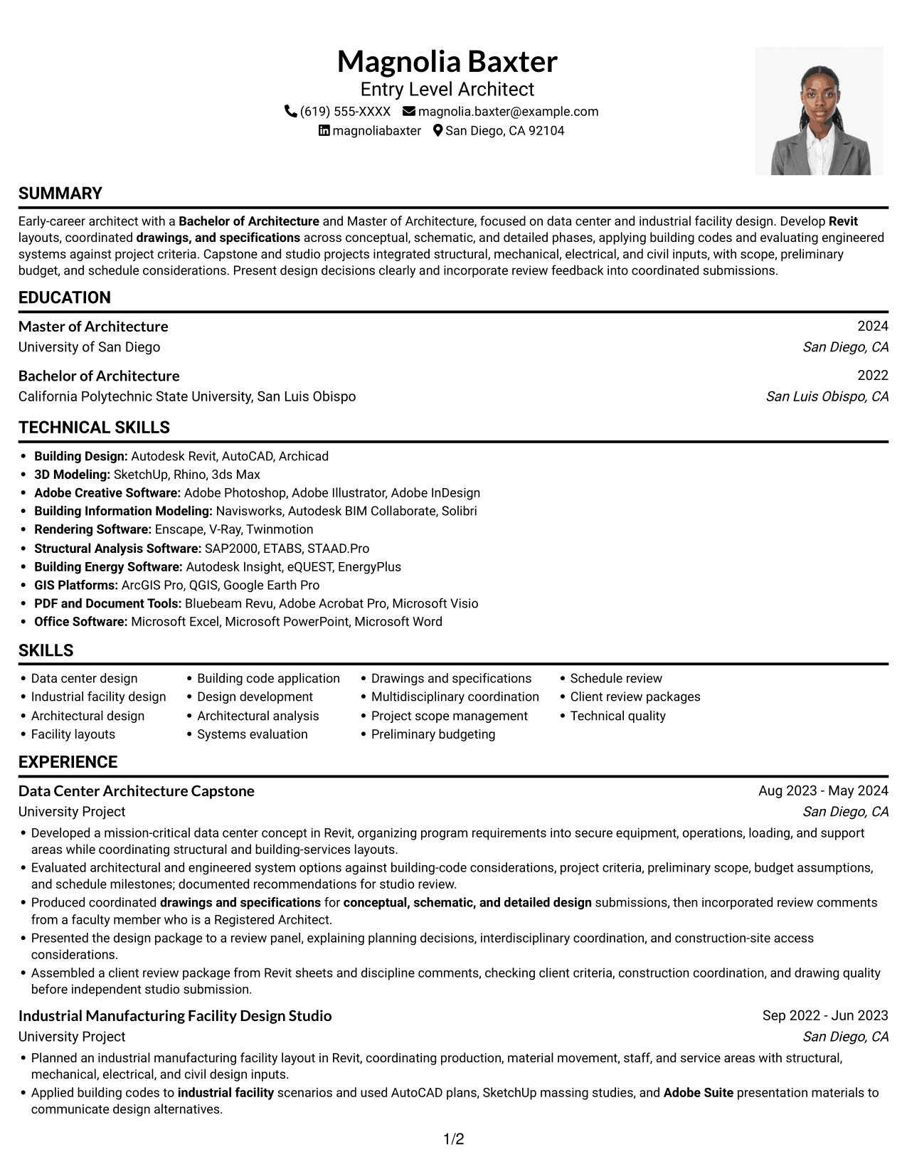 Resume example — page 1