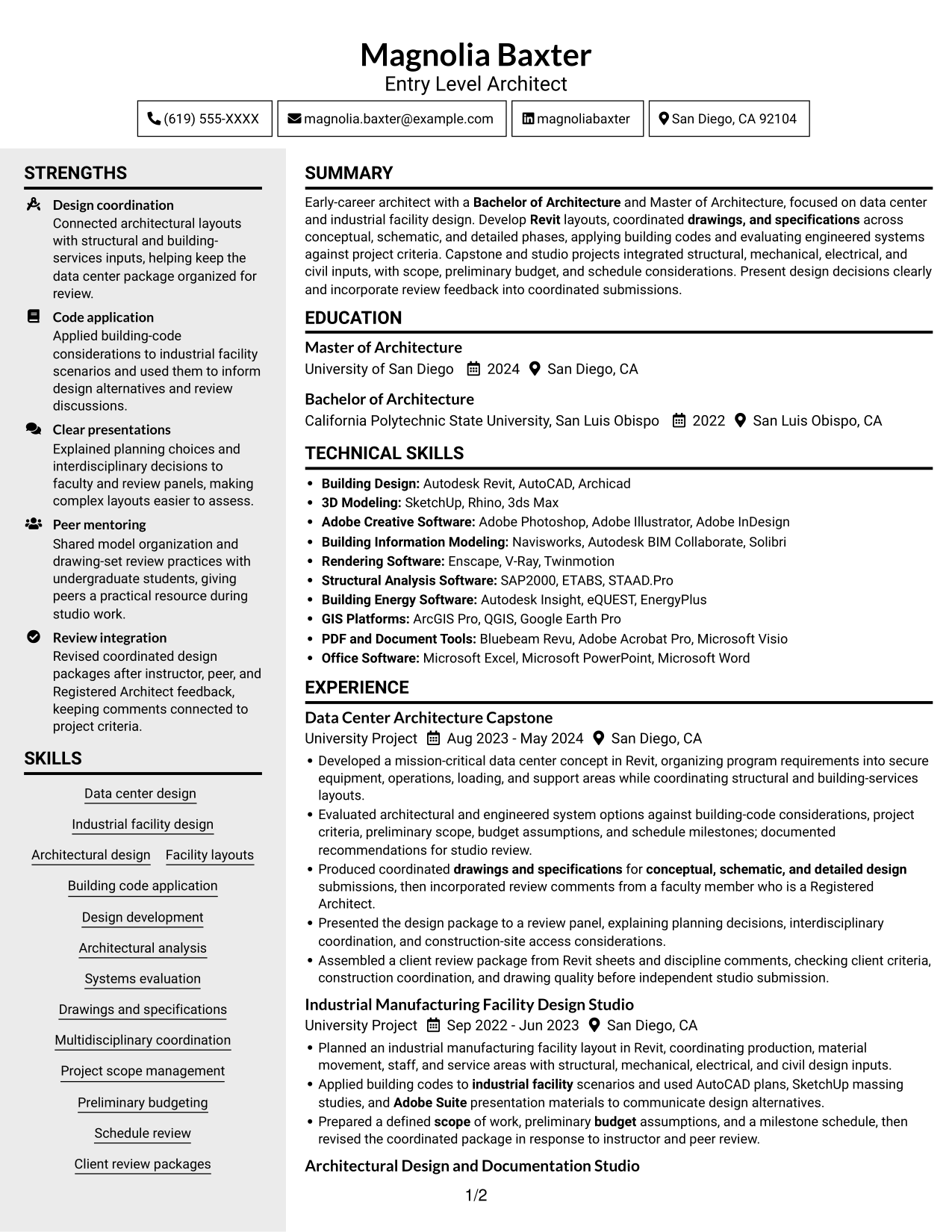 Resume example — page 1