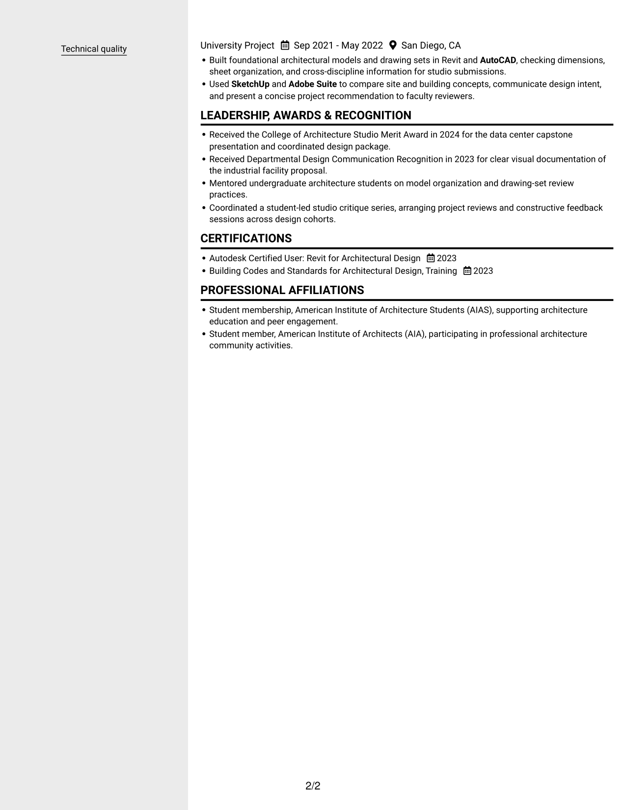 Resume example — page 2