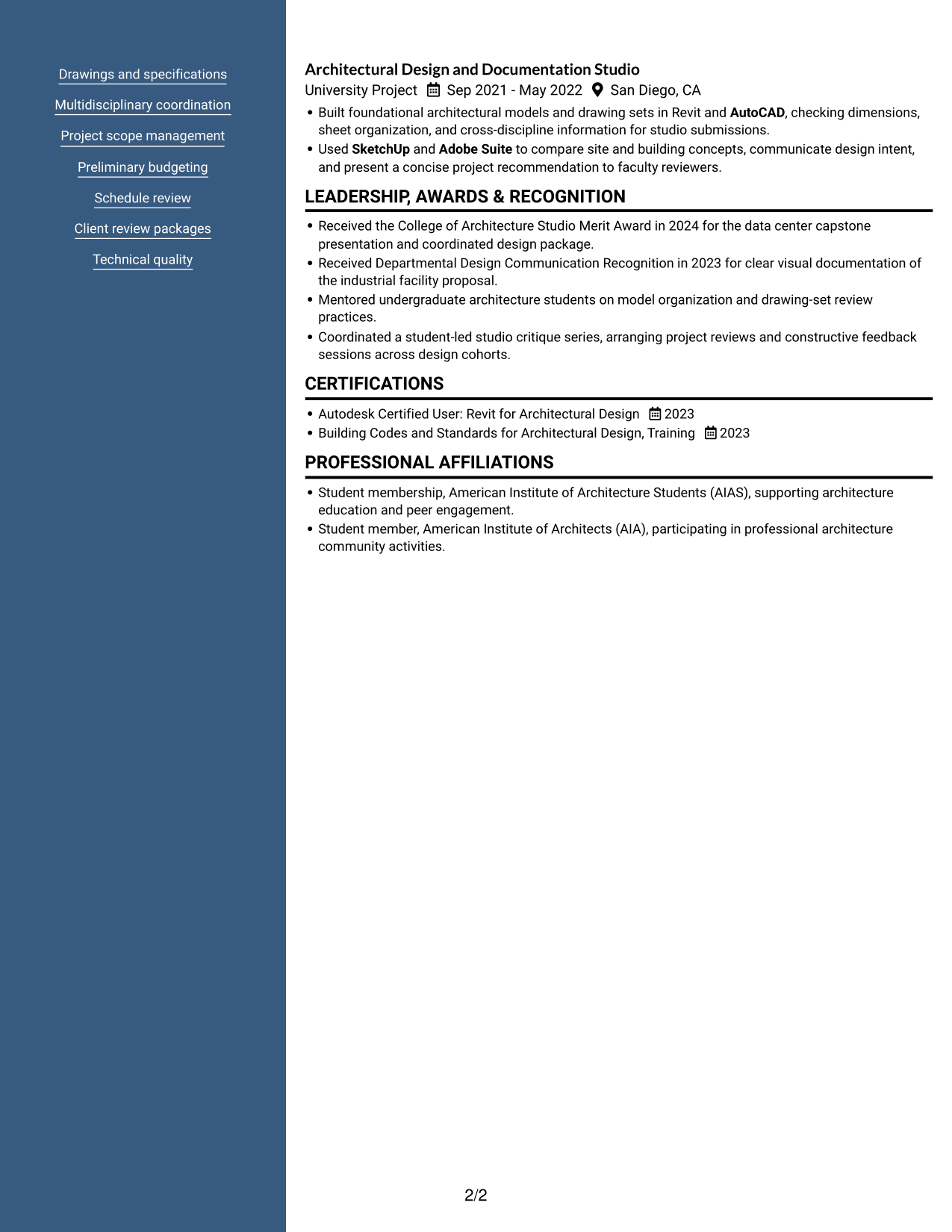 Resume example — page 2