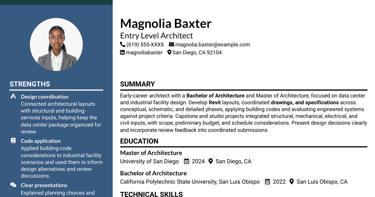 7 Entry Level Architect - Data Centers Resume Templates with Example