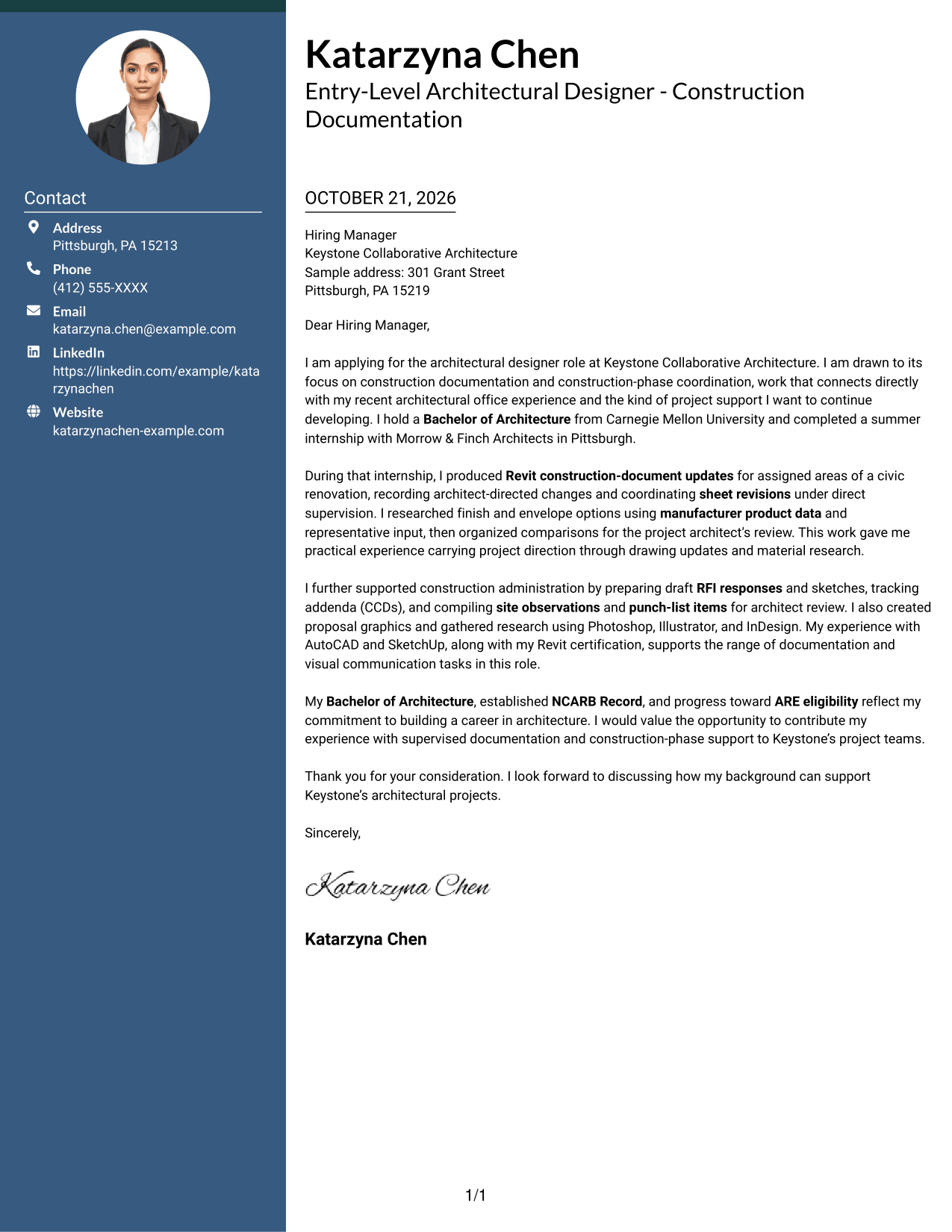 Cover letter example — page 1