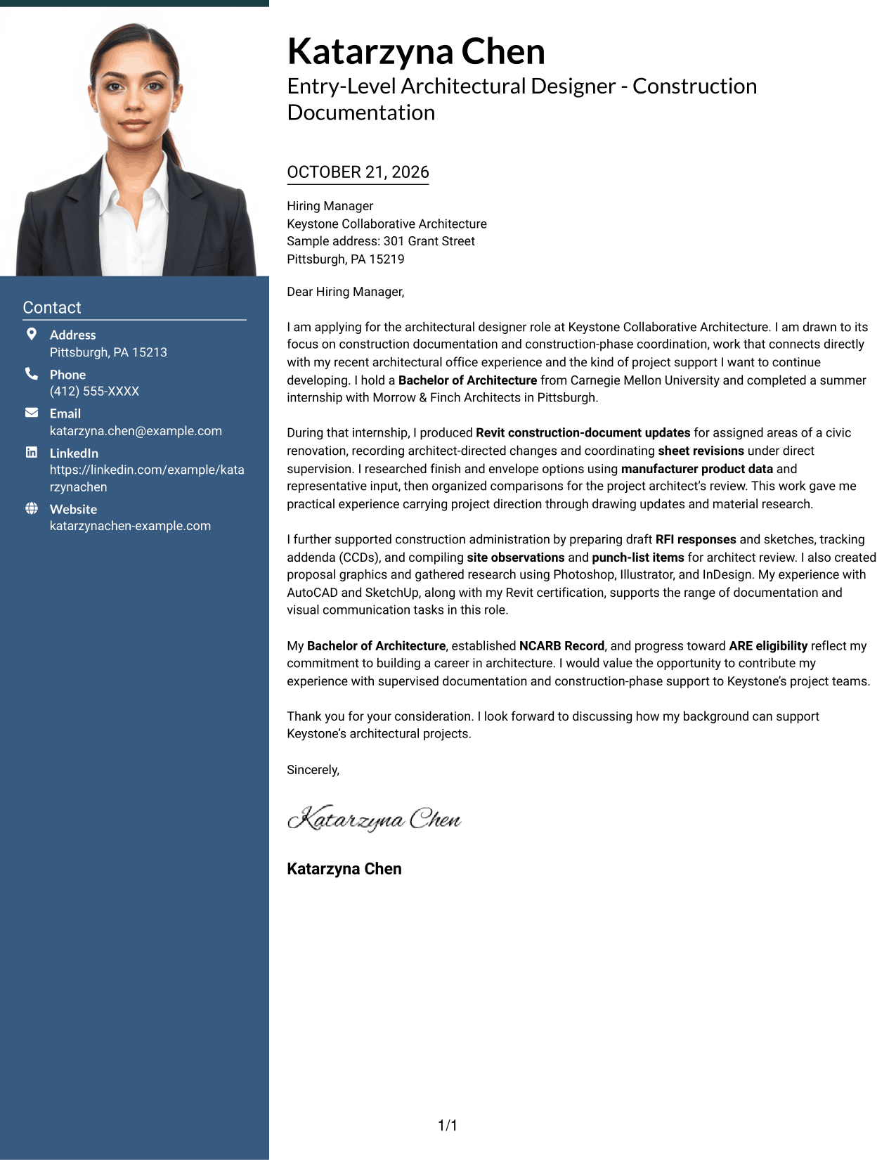 Cover letter example — page 1