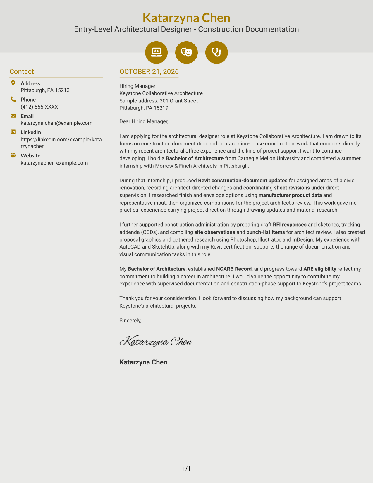 Cover letter example — page 1