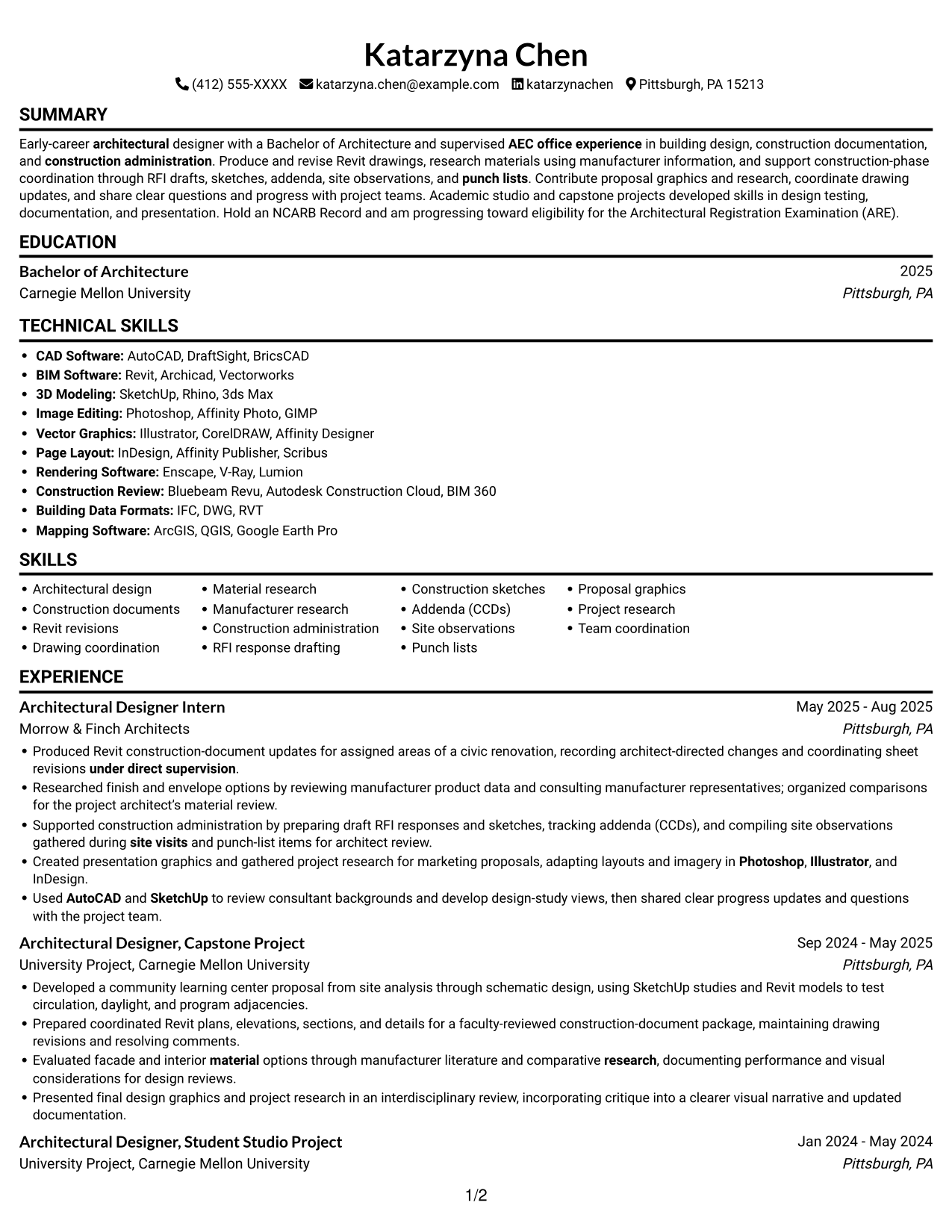 Resume example — page 1