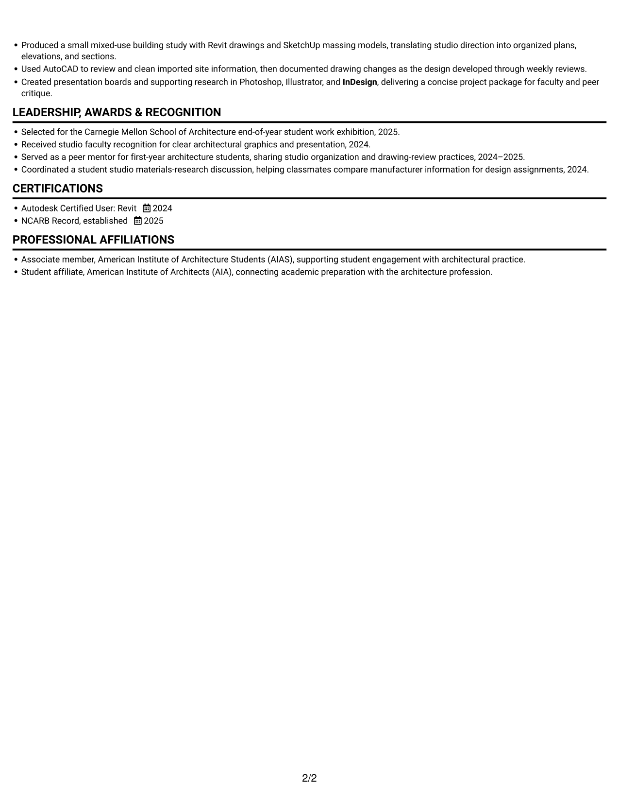 Resume example — page 2
