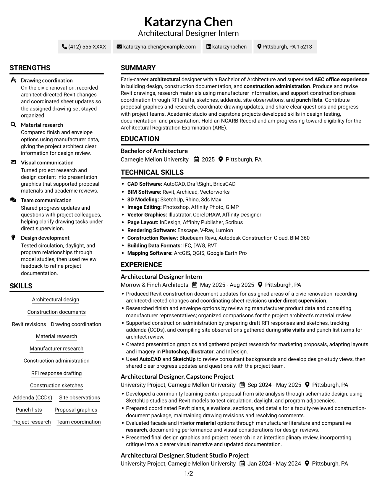 Resume example — page 1
