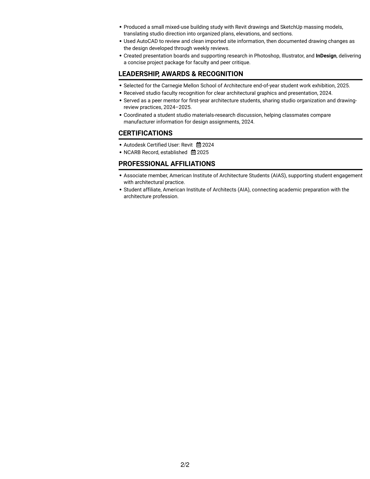 Resume example — page 2