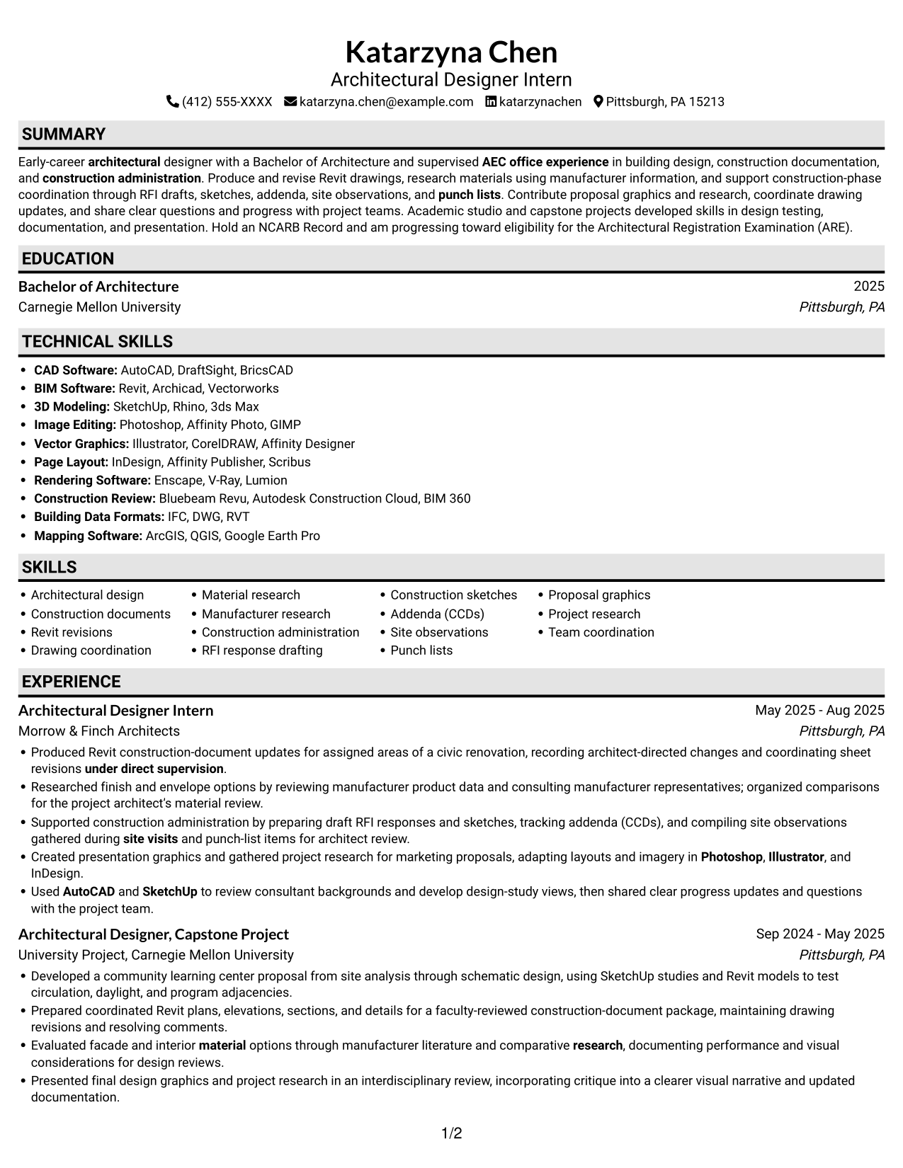 Resume example — page 1
