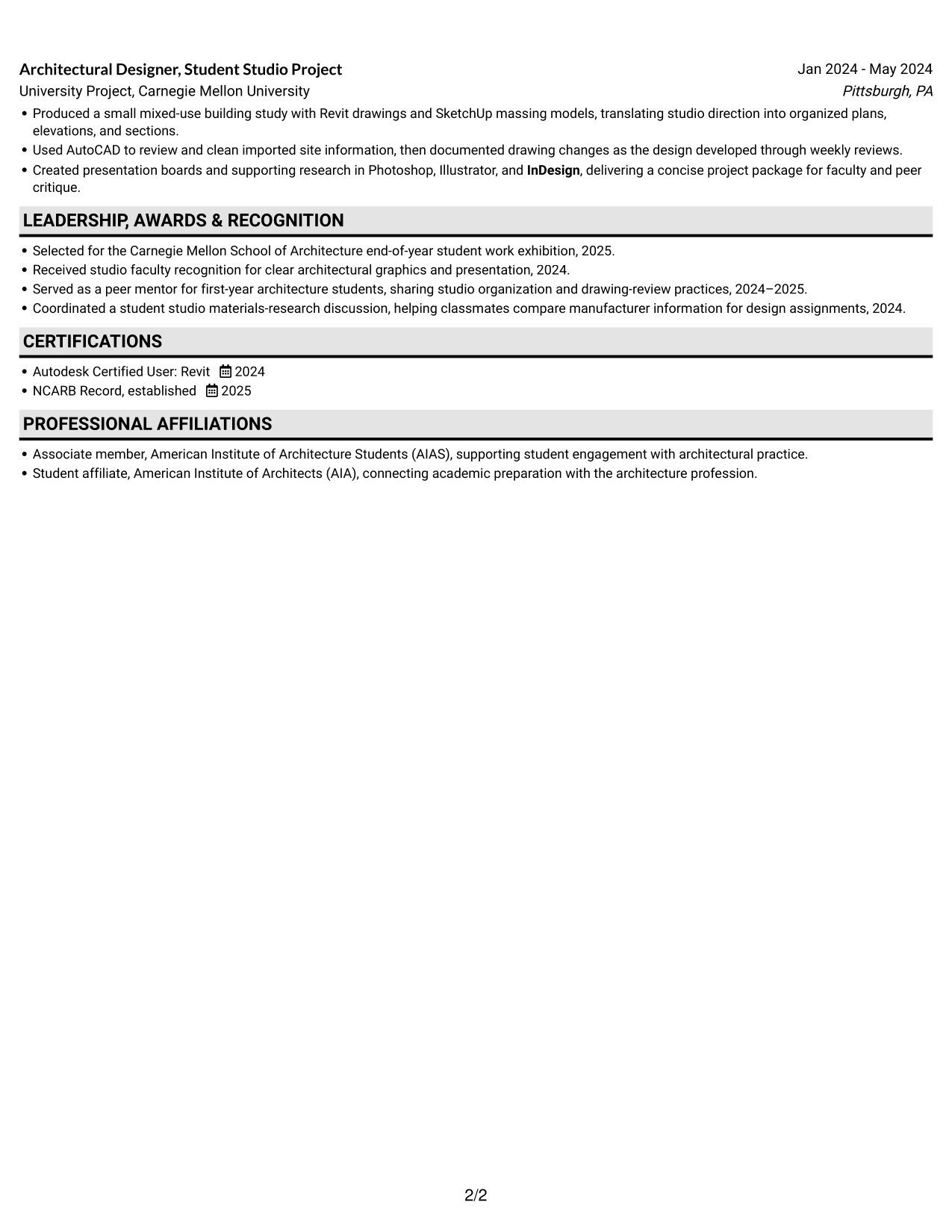 Resume example — page 2