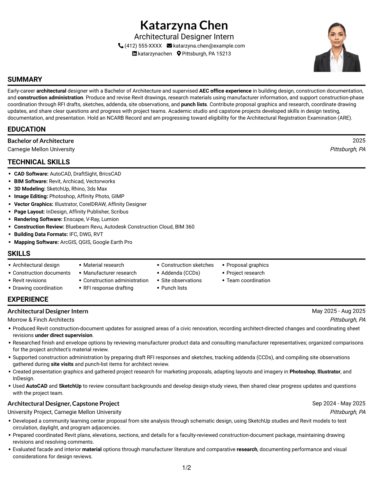 Resume example — page 1