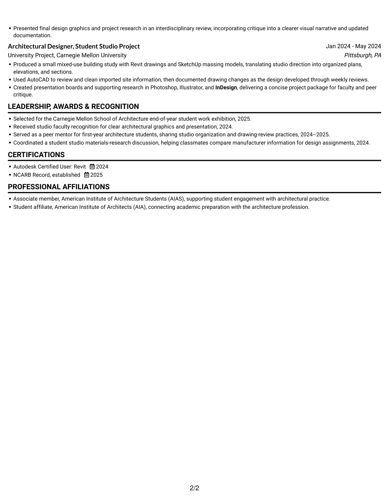 Resume example — page 2