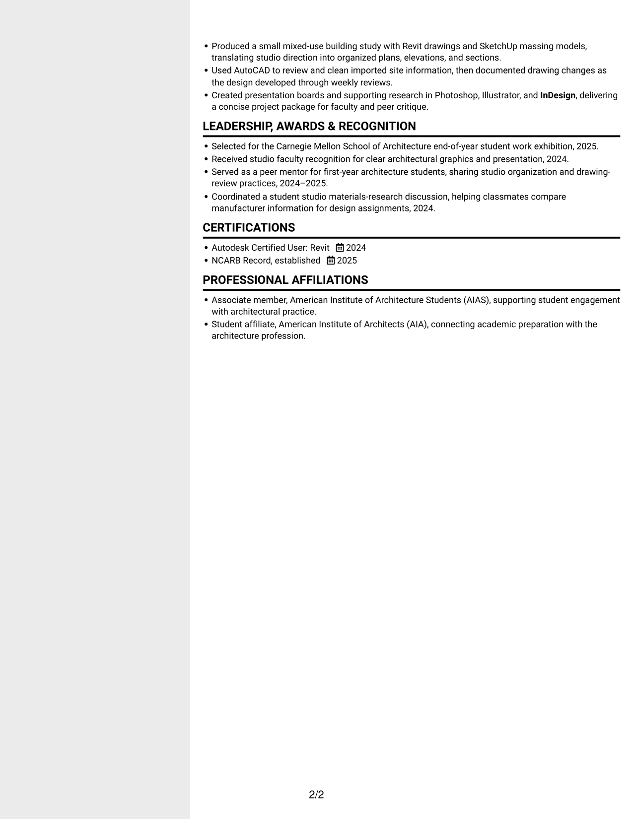 Resume example — page 2
