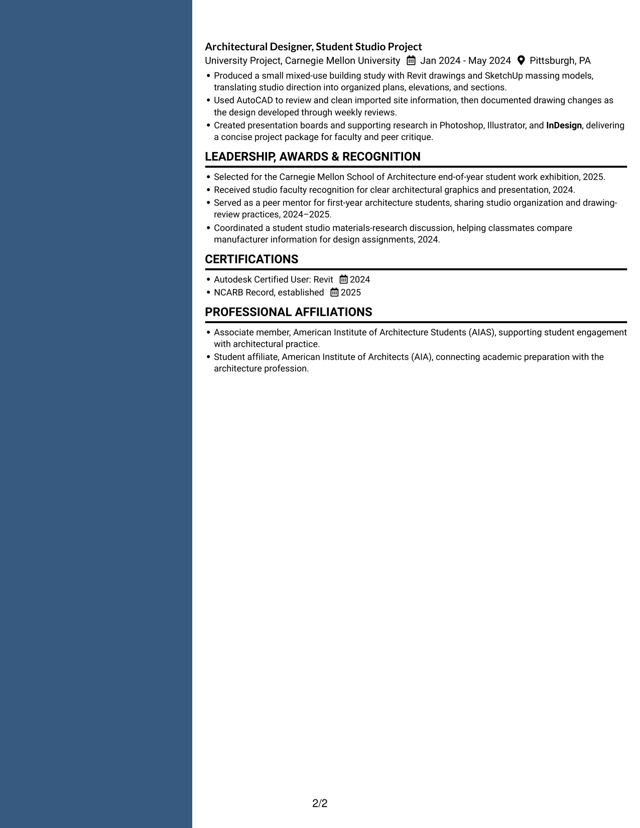 Resume example — page 2