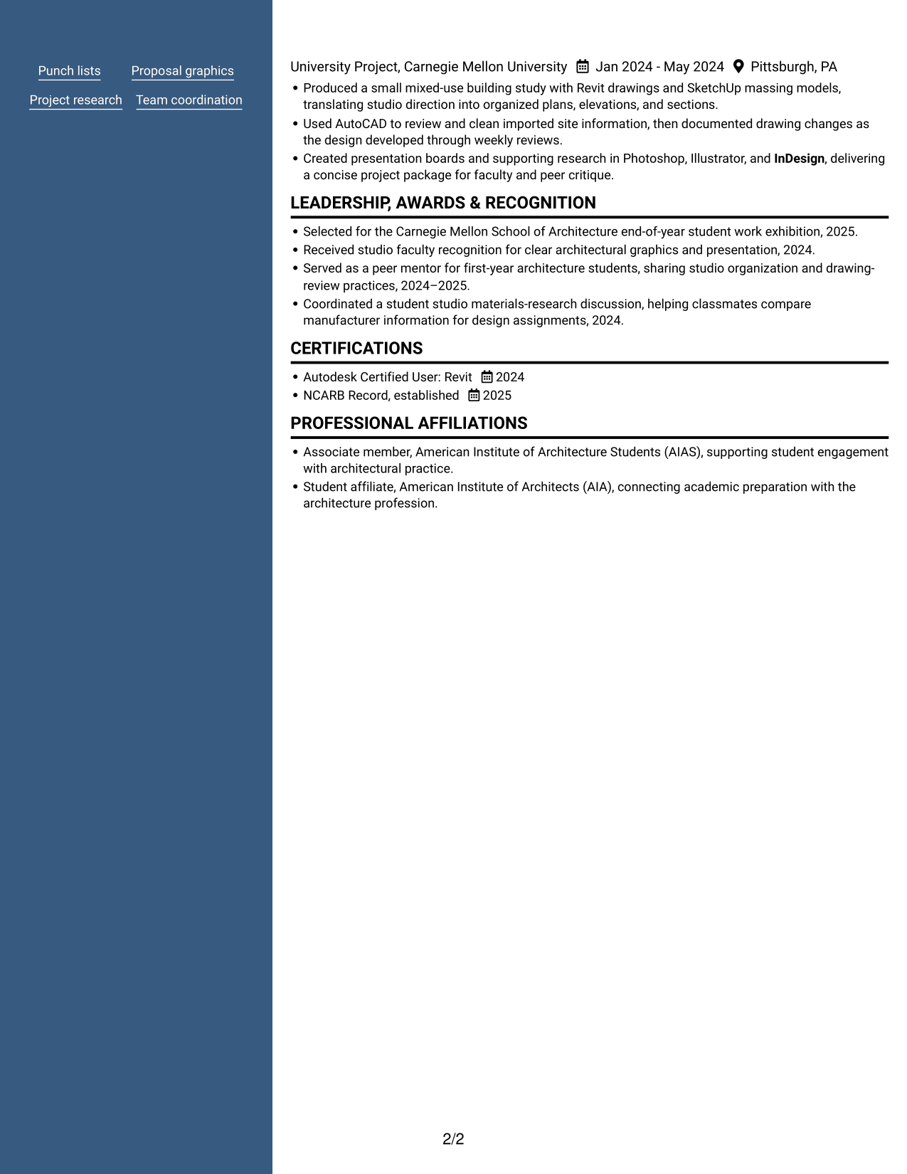 Resume example — page 2