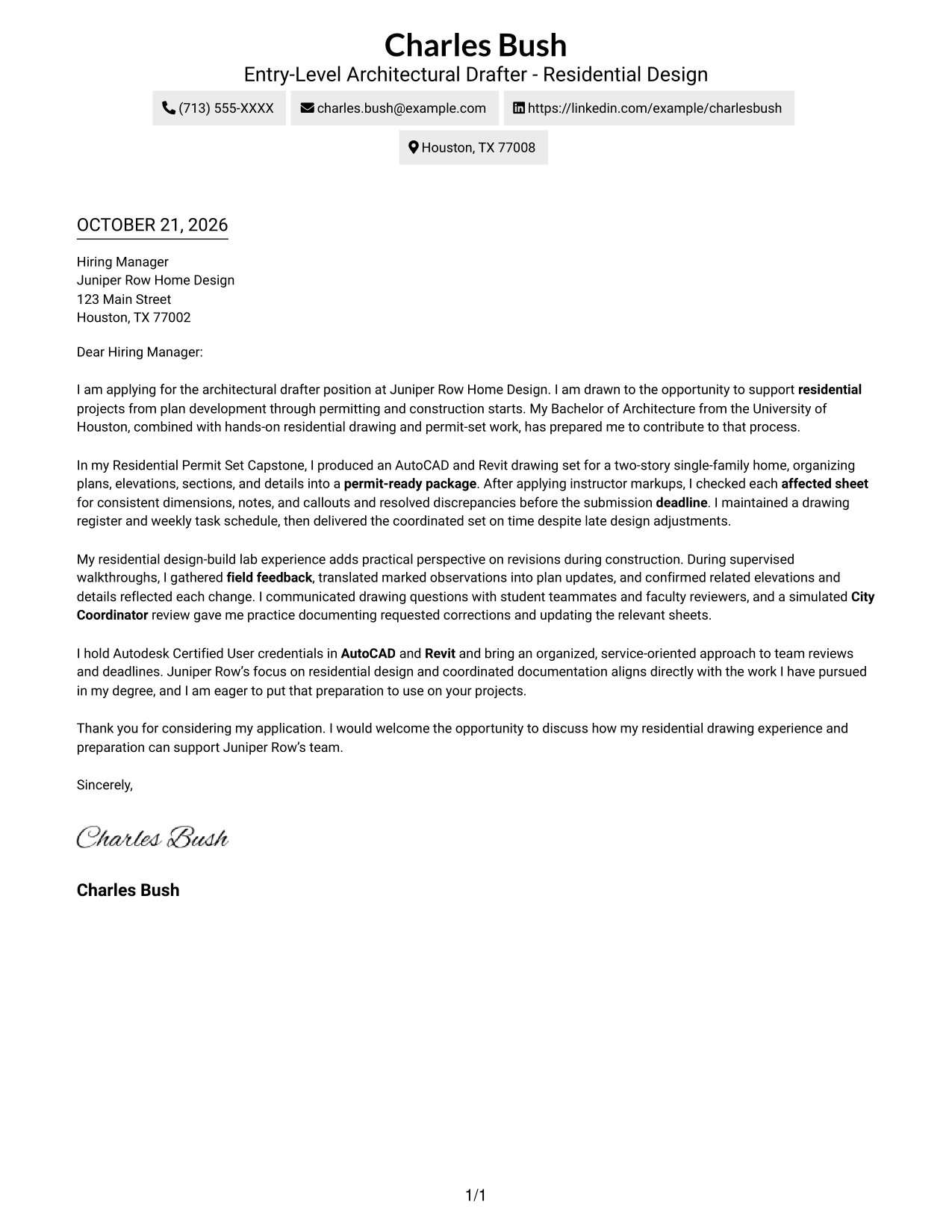 Cover letter example — page 1