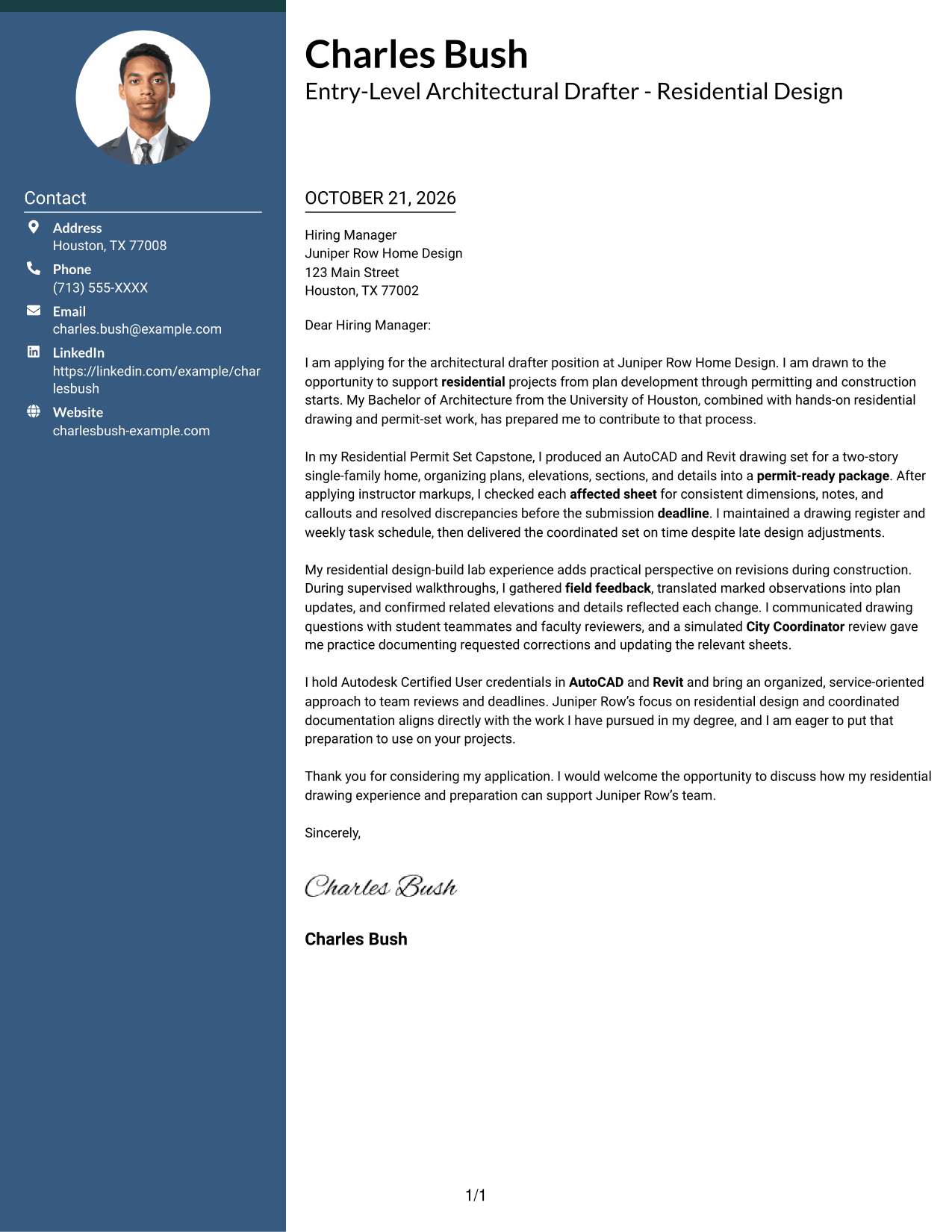 Cover letter example — page 1