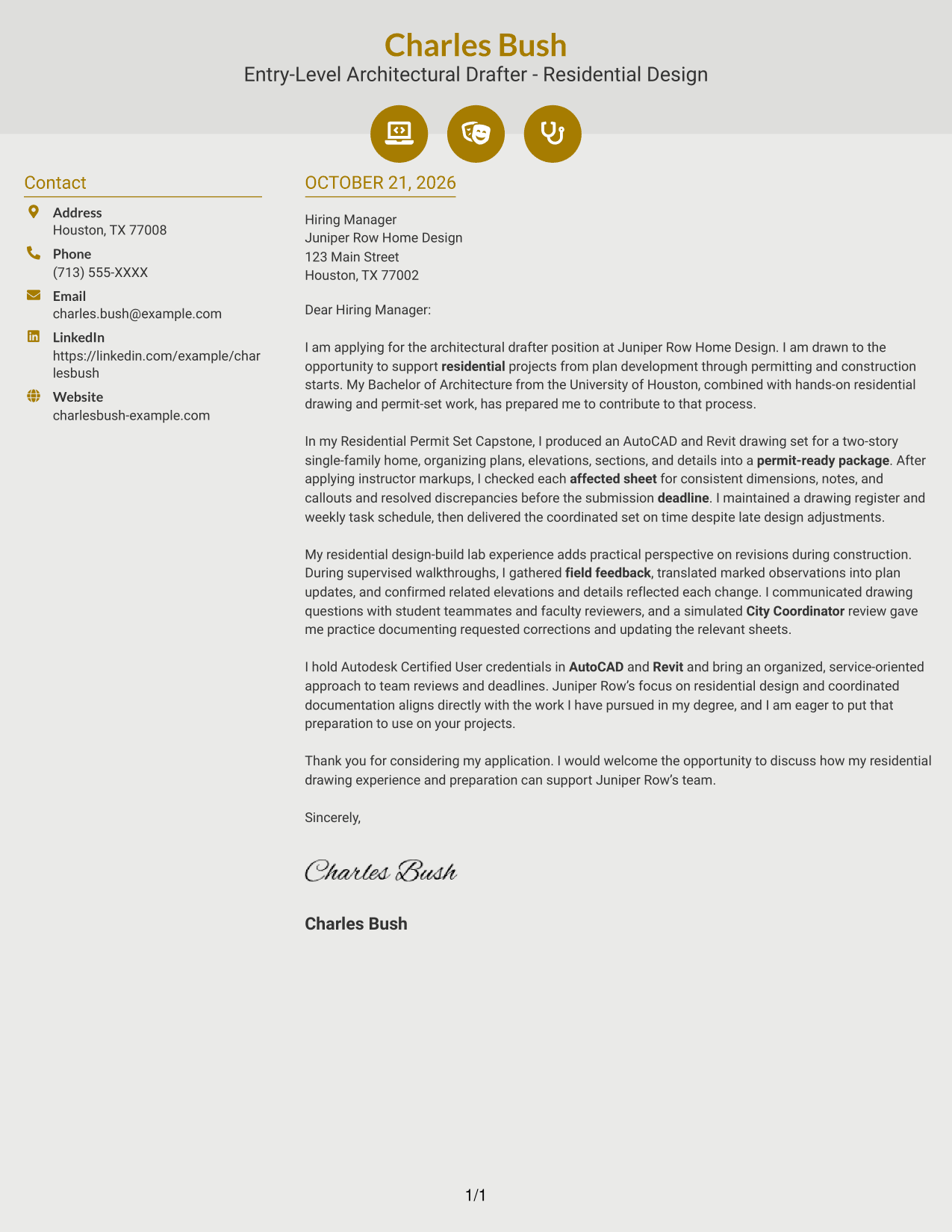 Cover letter example — page 1