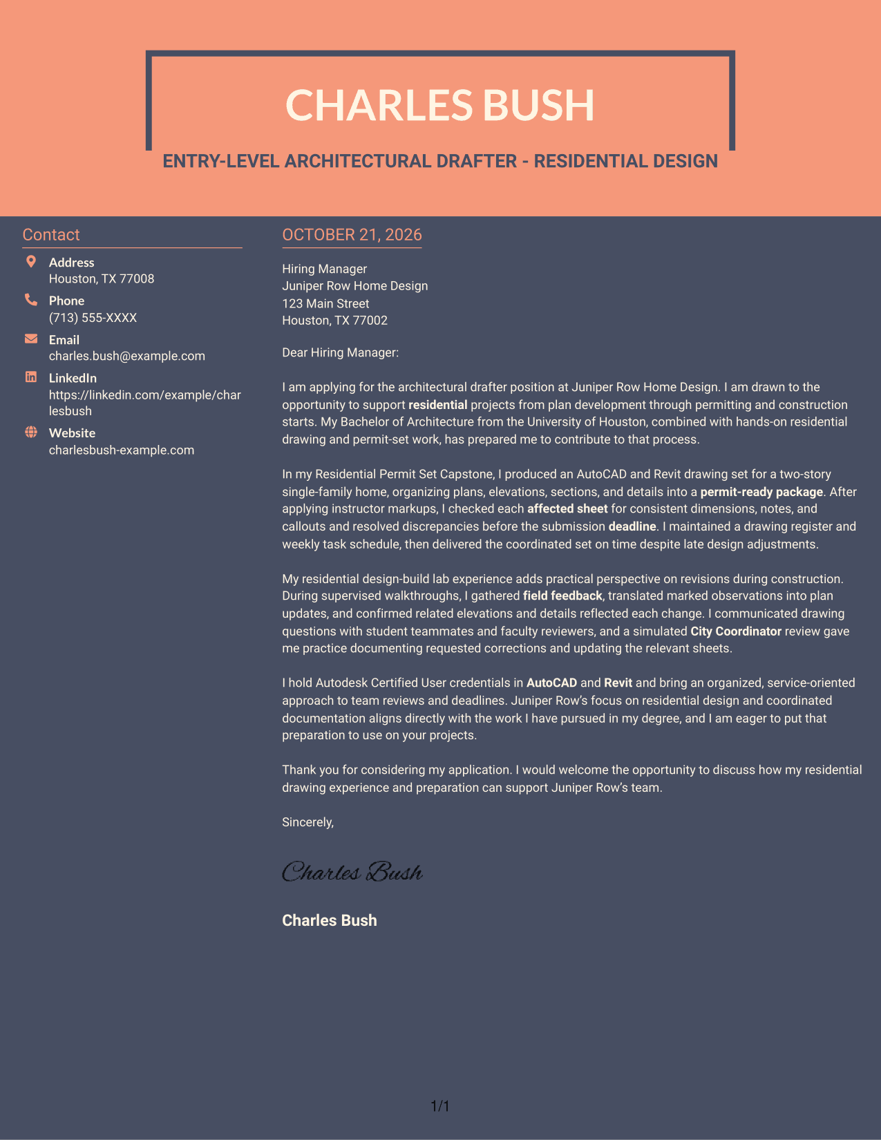 Cover letter example — page 1