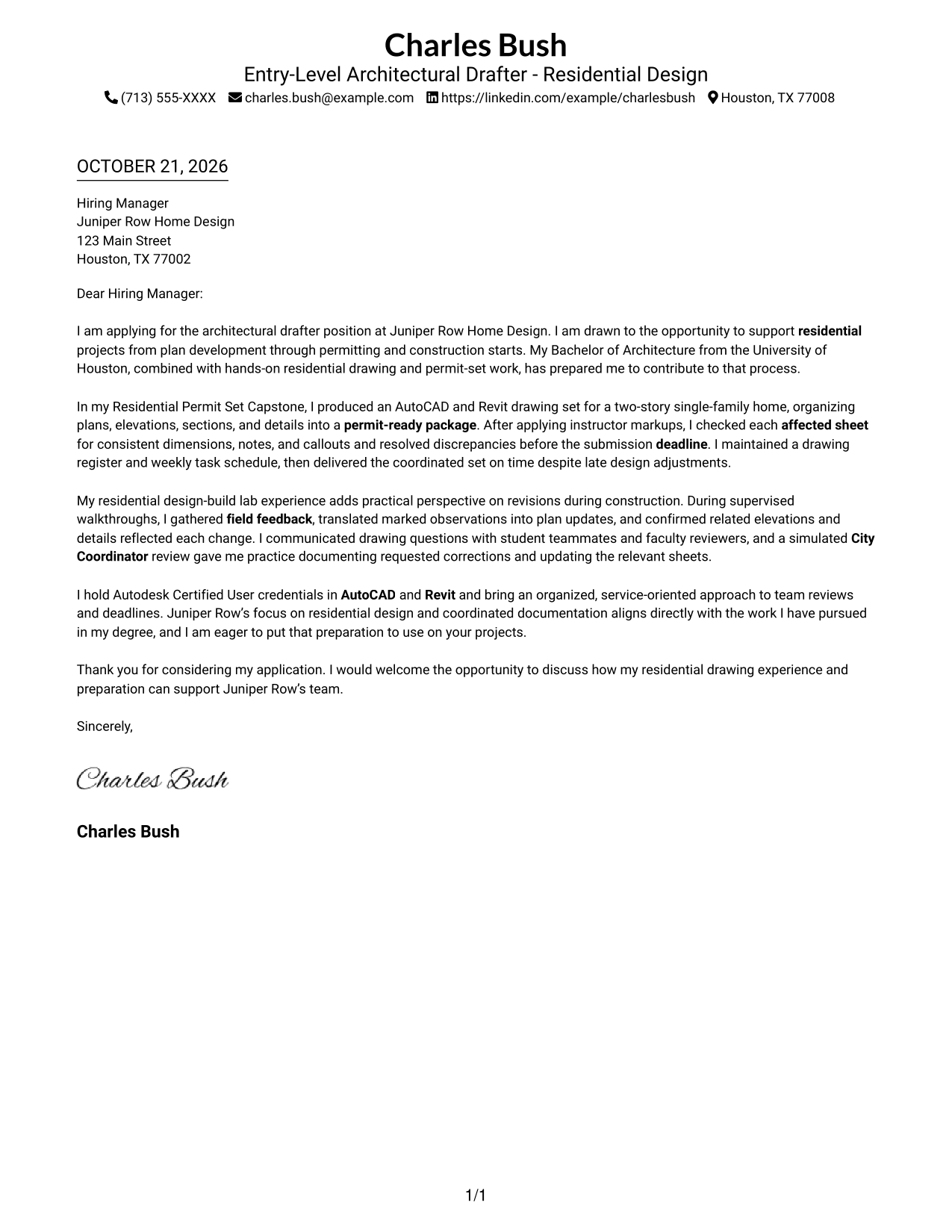 Cover letter example — page 1